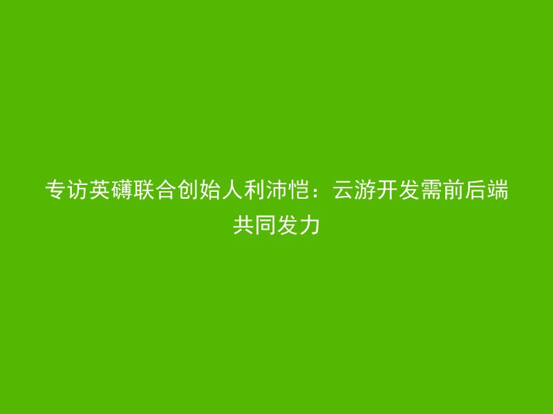 专访英礴联合创始人利沛恺：云游开发需前后端共同发力