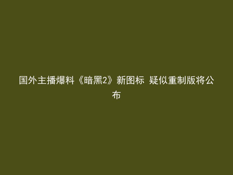 国外主播爆料《暗黑2》新图标 疑似重制版将公布