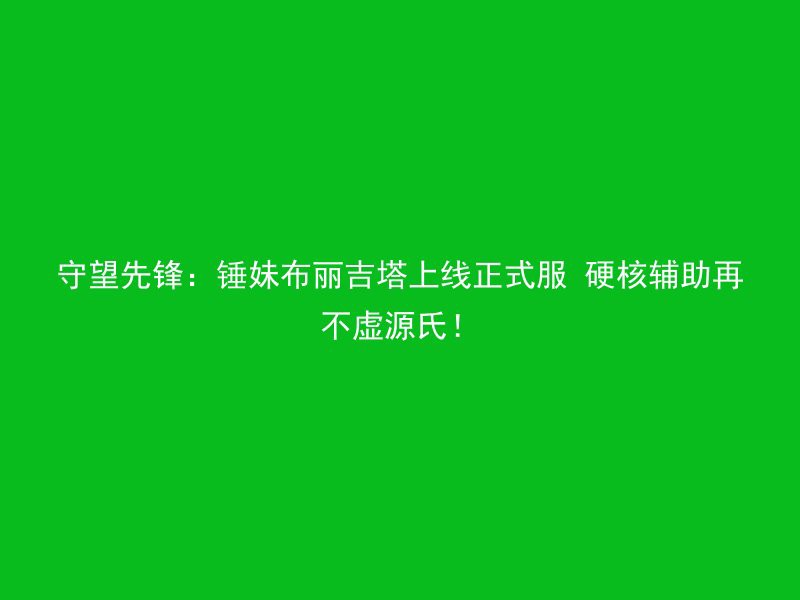 守望先锋：锤妹布丽吉塔上线正式服 硬核辅助再不虚源氏！