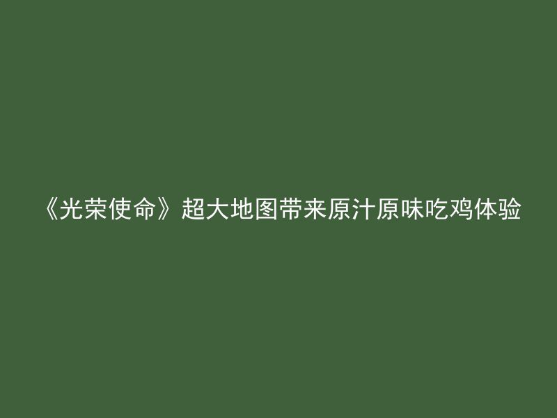 《光荣使命》超大地图带来原汁原味吃鸡体验