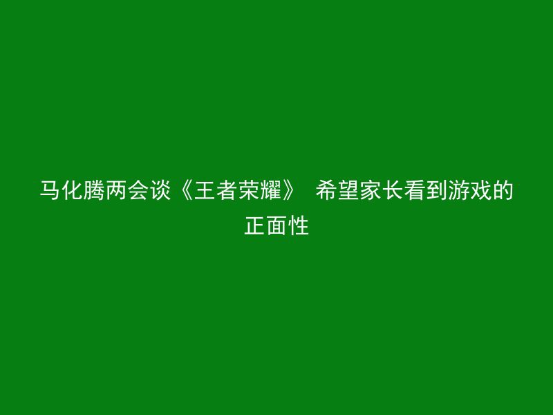 马化腾两会谈《王者荣耀》 希望家长看到游戏的正面性