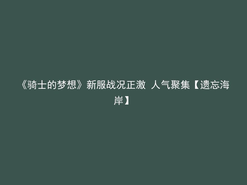 《骑士的梦想》新服战况正激 人气聚集【遗忘海岸】