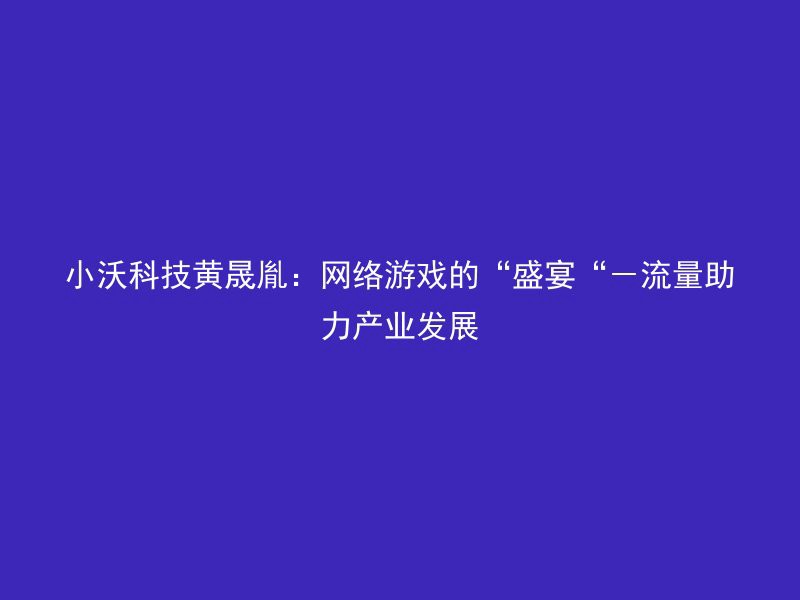 小沃科技黄晟胤：网络游戏的“盛宴“－流量助力产业发展