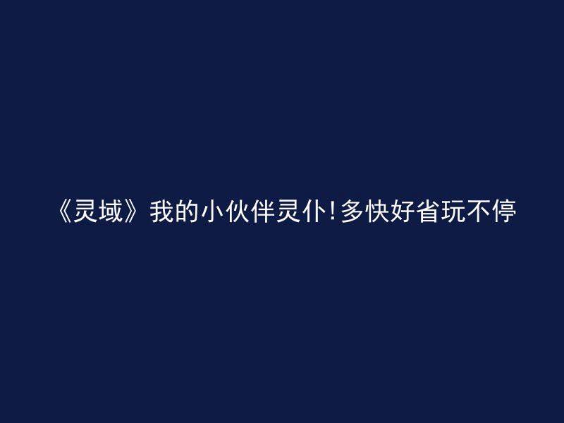 《灵域》我的小伙伴灵仆!多快好省玩不停