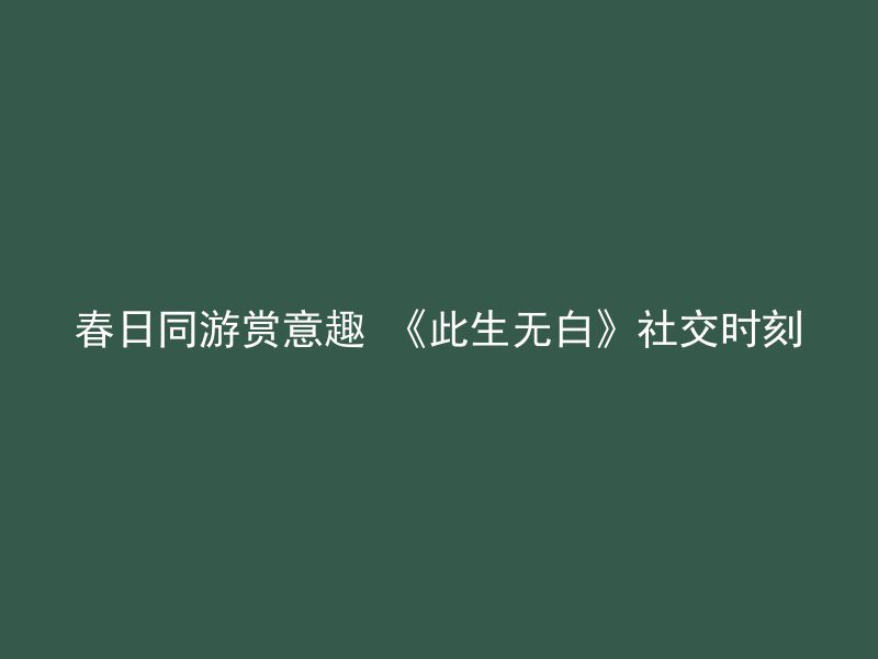 春日同游赏意趣 《此生无白》社交时刻