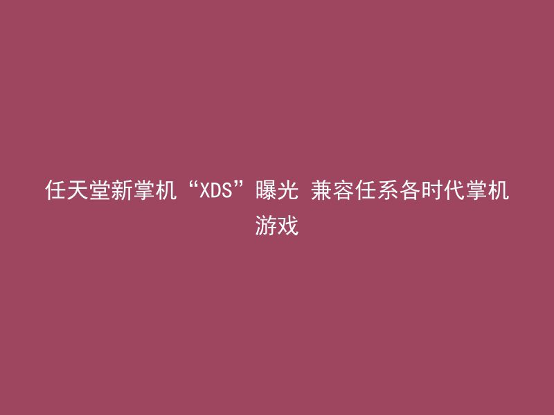 任天堂新掌机“XDS”曝光 兼容任系各时代掌机游戏