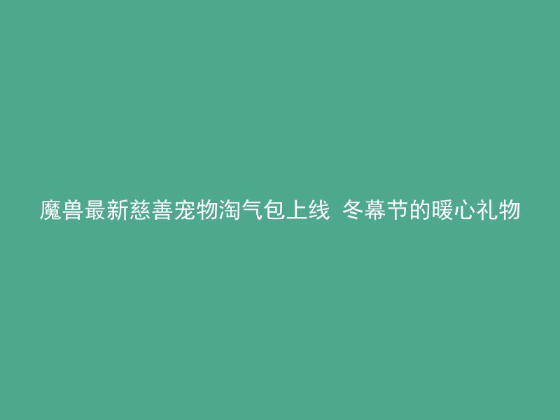 魔兽最新慈善宠物淘气包上线 冬幕节的暖心礼物