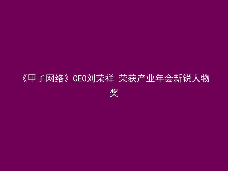 《甲子网络》CEO刘荣祥 荣获产业年会新锐人物奖