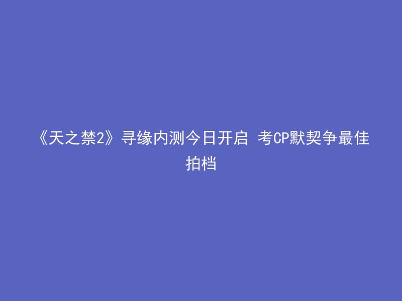 《天之禁2》寻缘内测今日开启 考CP默契争最佳拍档