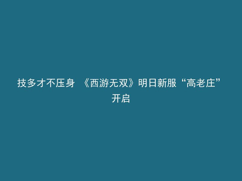 技多才不压身 《西游无双》明日新服“高老庄”开启