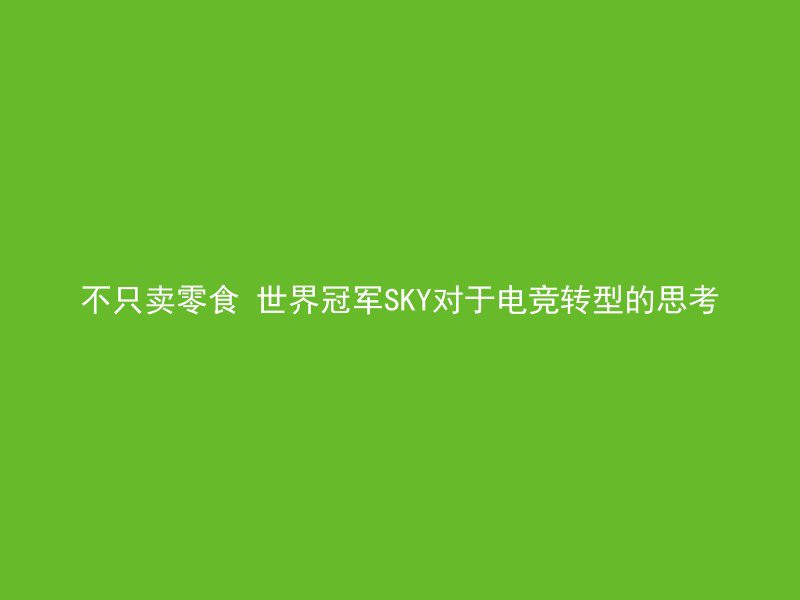 不只卖零食 世界冠军SKY对于电竞转型的思考