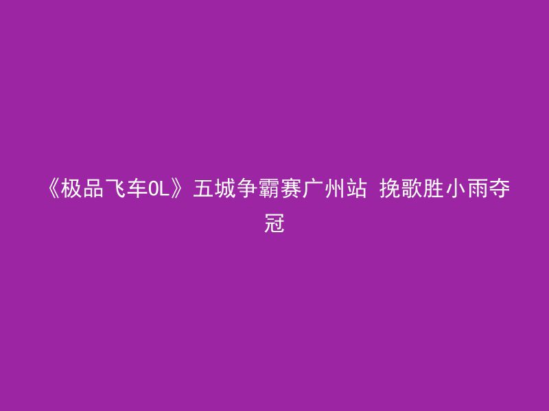 《极品飞车OL》五城争霸赛广州站 挽歌胜小雨夺冠