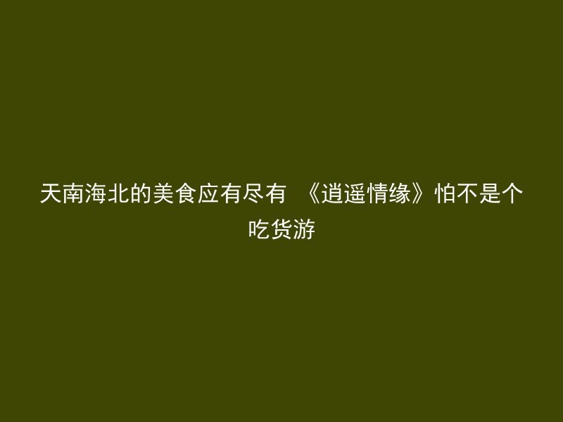 天南海北的美食应有尽有 《逍遥情缘》怕不是个吃货游