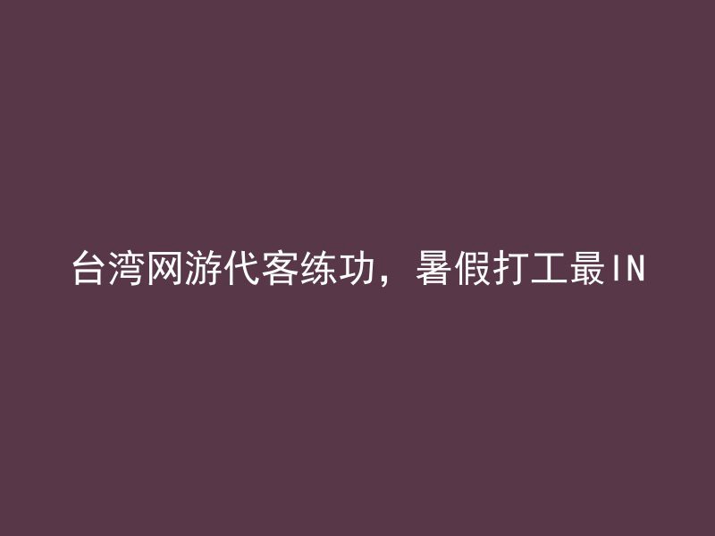 台湾网游代客练功，暑假打工最IN