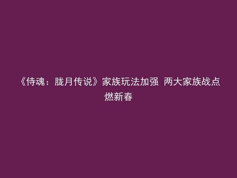 《侍魂：胧月传说》家族玩法加强 两大家族战点燃新春