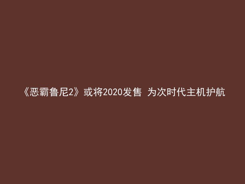 《恶霸鲁尼2》或将2020发售 为次时代主机护航