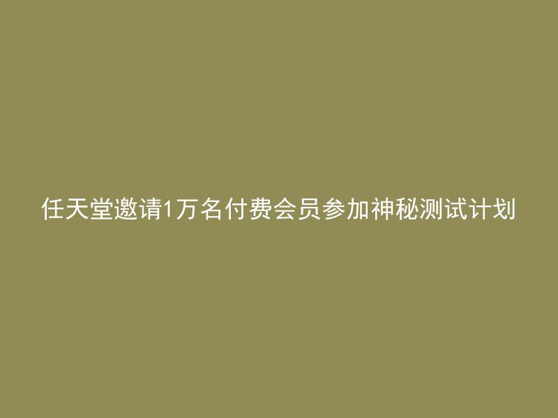 任天堂邀请1万名付费会员参加神秘测试计划