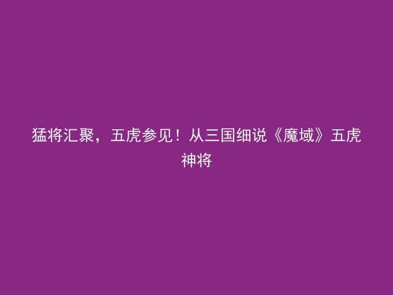 猛将汇聚，五虎参见！从三国细说《魔域》五虎神将