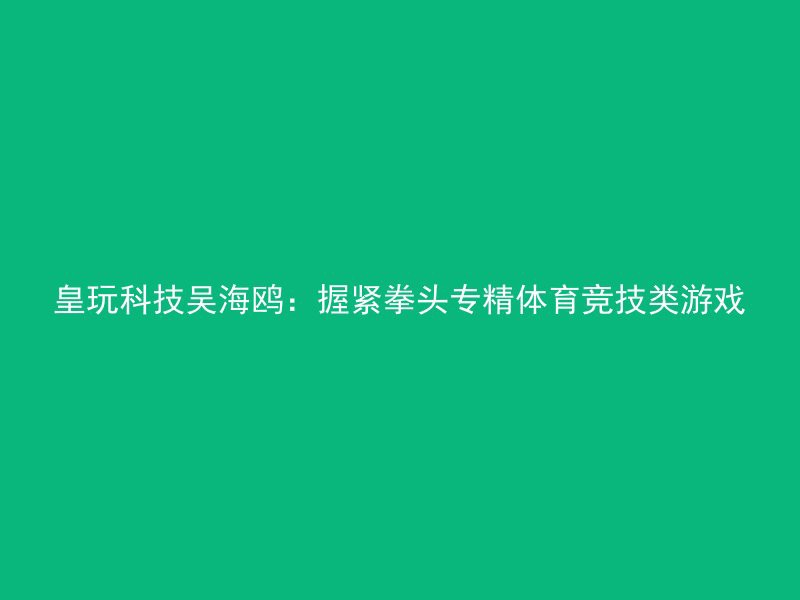 皇玩科技吴海鸥：握紧拳头专精体育竞技类游戏