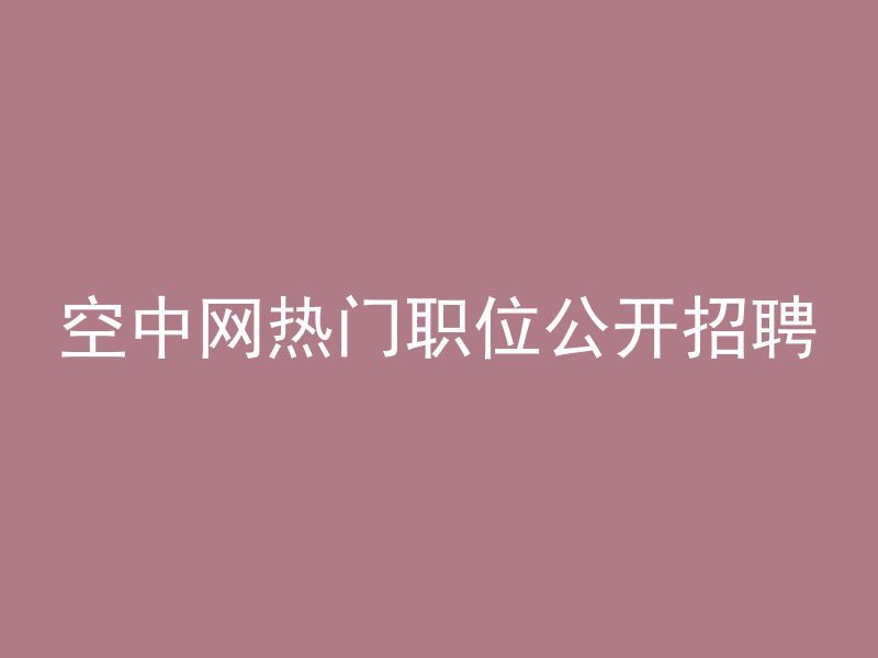 空中网热门职位公开招聘