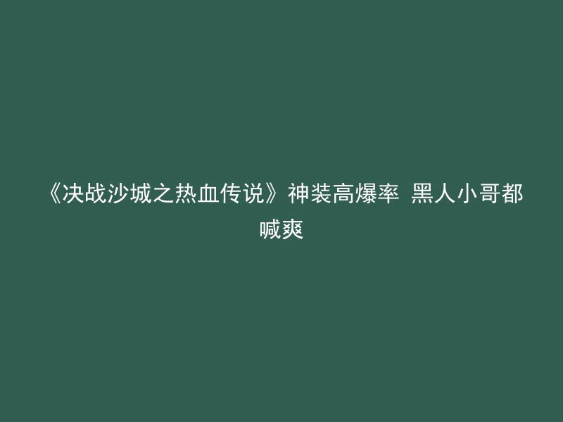 《决战沙城之热血传说》神装高爆率 黑人小哥都喊爽