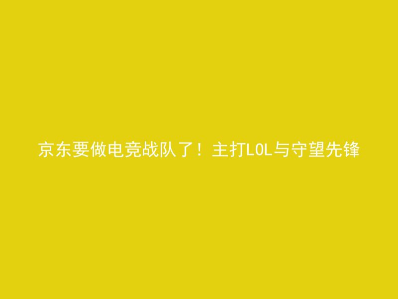 京东要做电竞战队了！主打LOL与守望先锋