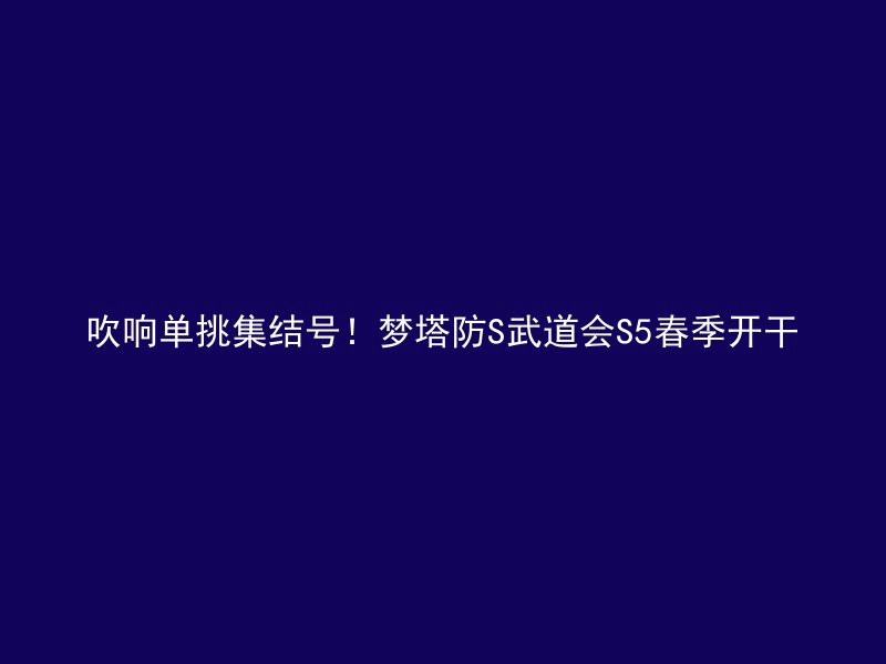 吹响单挑集结号！梦塔防S武道会S5春季开干