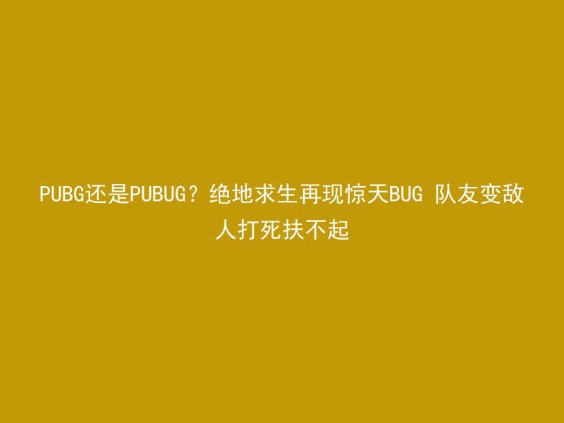 PUBG还是PUBUG？绝地求生再现惊天BUG 队友变敌人打死扶不起