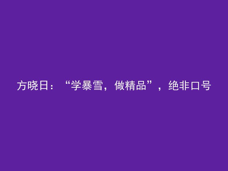 方晓日：“学暴雪，做精品”，绝非口号