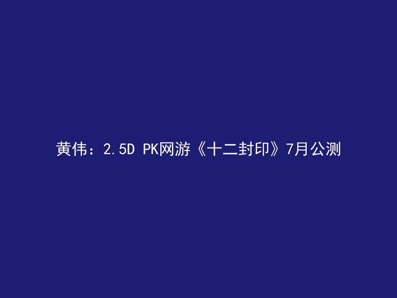 黄伟：2.5D PK网游《十二封印》7月公测