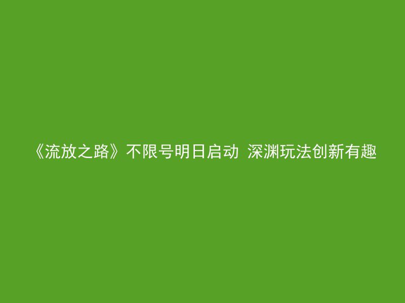 《流放之路》不限号明日启动 深渊玩法创新有趣