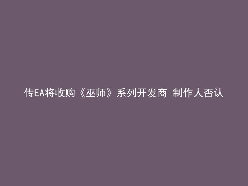 传EA将收购《巫师》系列开发商 制作人否认