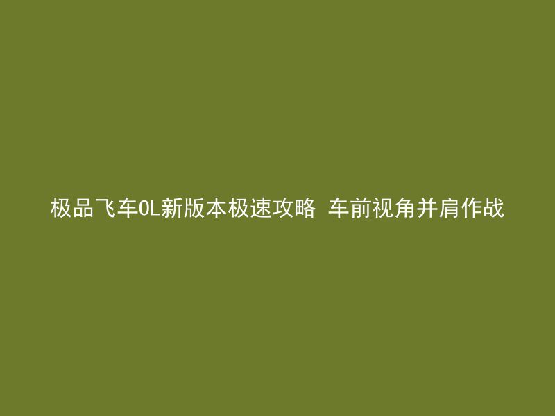 极品飞车OL新版本极速攻略 车前视角并肩作战