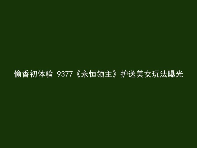 偷香初体验 9377《永恒领主》护送美女玩法曝光