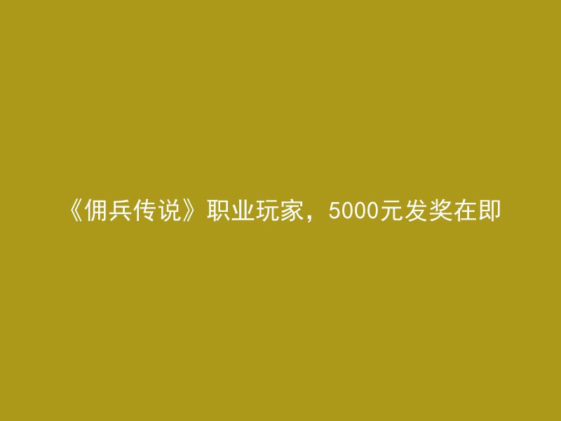 《佣兵传说》职业玩家，5000元发奖在即