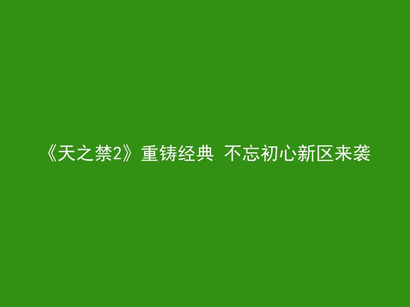 《天之禁2》重铸经典 不忘初心新区来袭