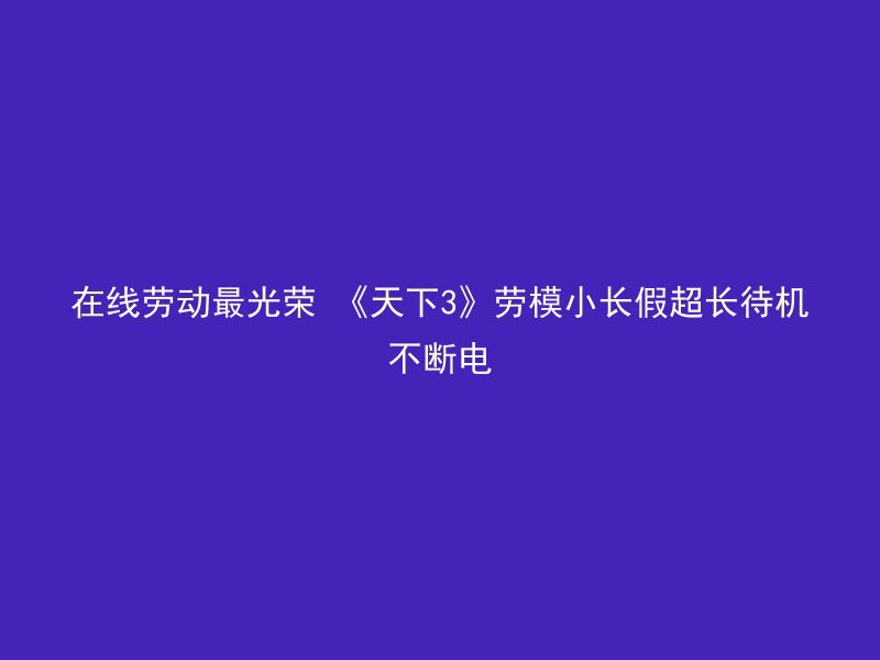 在线劳动最光荣 《天下3》劳模小长假超长待机不断电