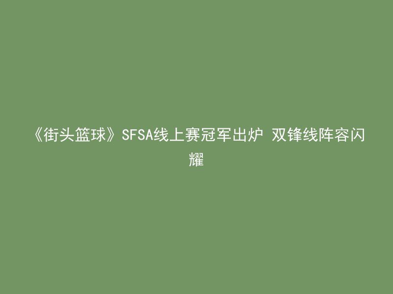 《街头篮球》SFSA线上赛冠军出炉 双锋线阵容闪耀