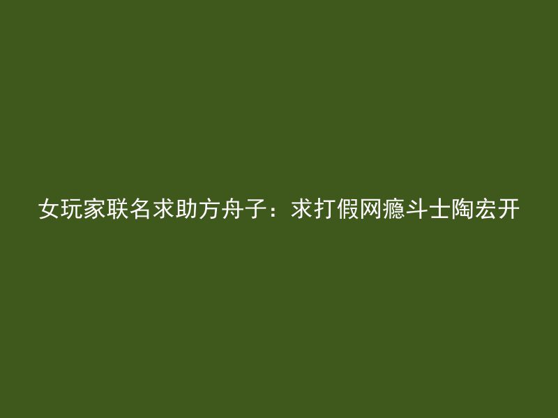 女玩家联名求助方舟子：求打假网瘾斗士陶宏开