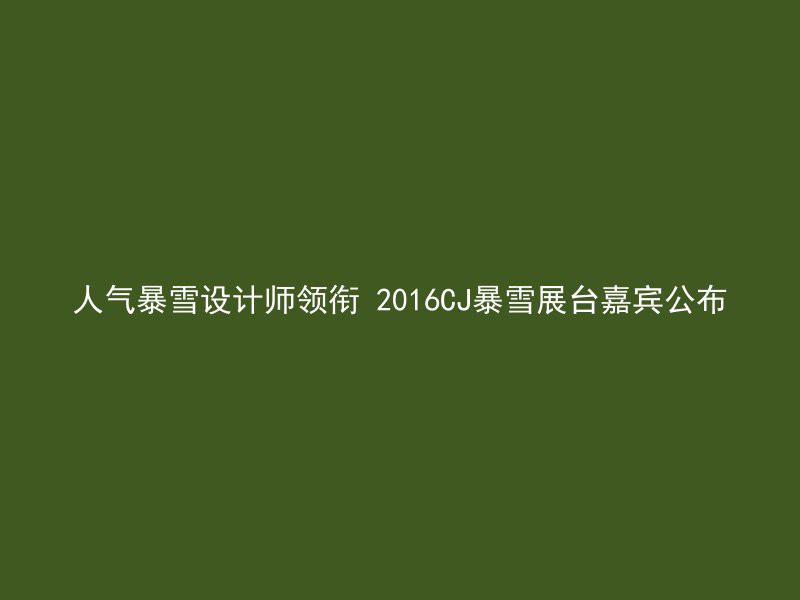 人气暴雪设计师领衔 2016CJ暴雪展台嘉宾公布