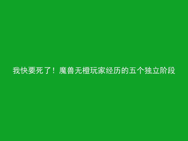 我快要死了！魔兽无橙玩家经历的五个独立阶段