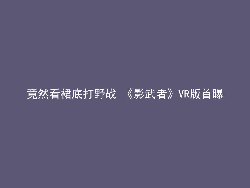 竟然看裙底打野战 《影武者》VR版首曝