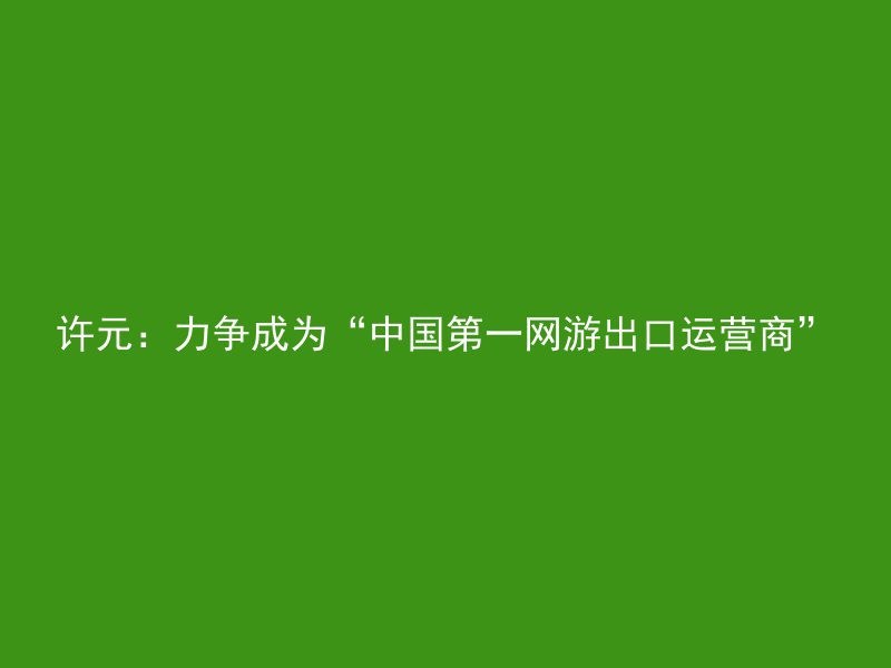 许元：力争成为“中国第一网游出口运营商”