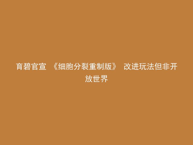 育碧官宣 《细胞分裂重制版》 改进玩法但非开放世界