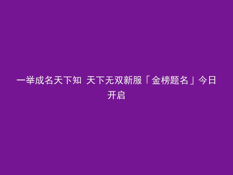 一举成名天下知 天下无双新服「金榜题名」今日开启