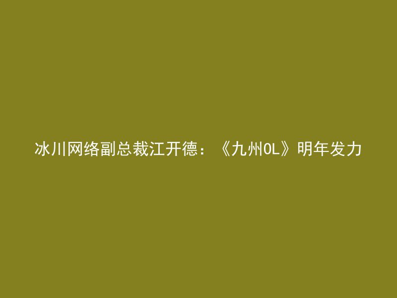 冰川网络副总裁江开德：《九州OL》明年发力