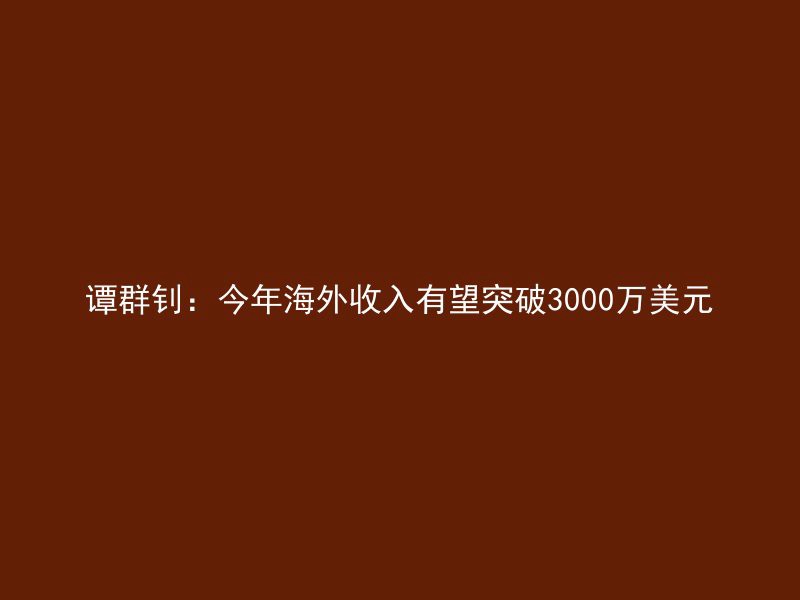 谭群钊：今年海外收入有望突破3000万美元