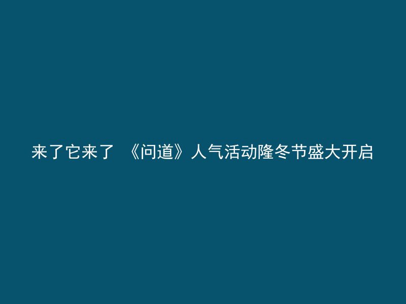 来了它来了 《问道》人气活动隆冬节盛大开启