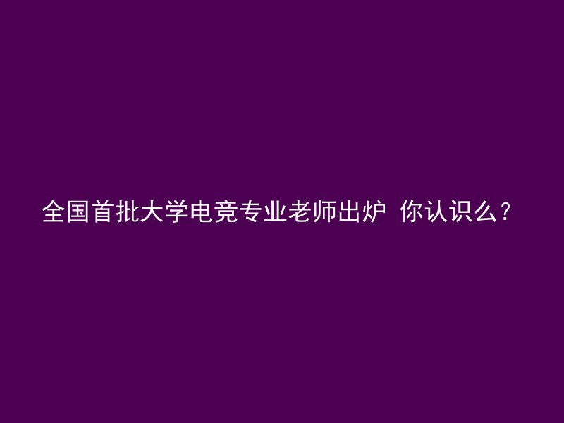 全国首批大学电竞专业老师出炉 你认识么？