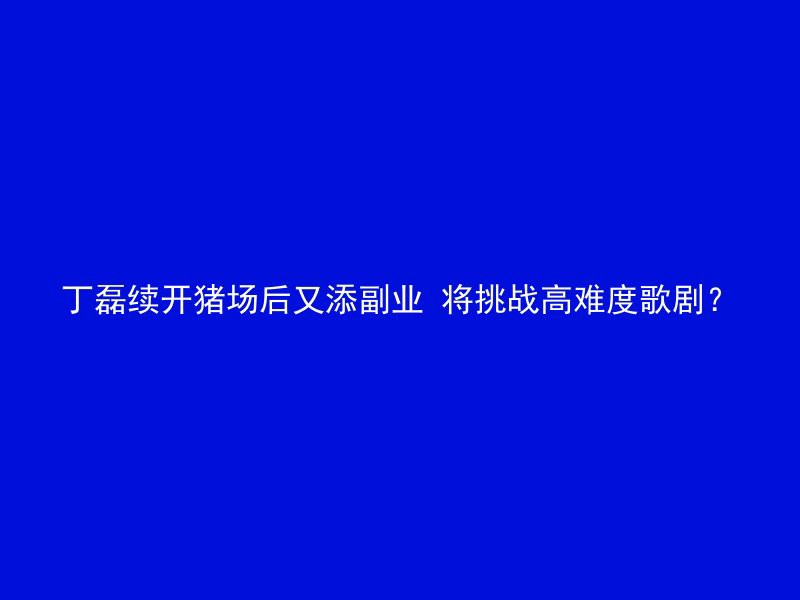 丁磊续开猪场后又添副业 将挑战高难度歌剧？